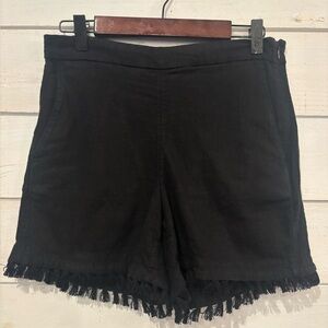 Banana Republic Black Linen High
Waist Tassel Shorts with Side Zip Size 0